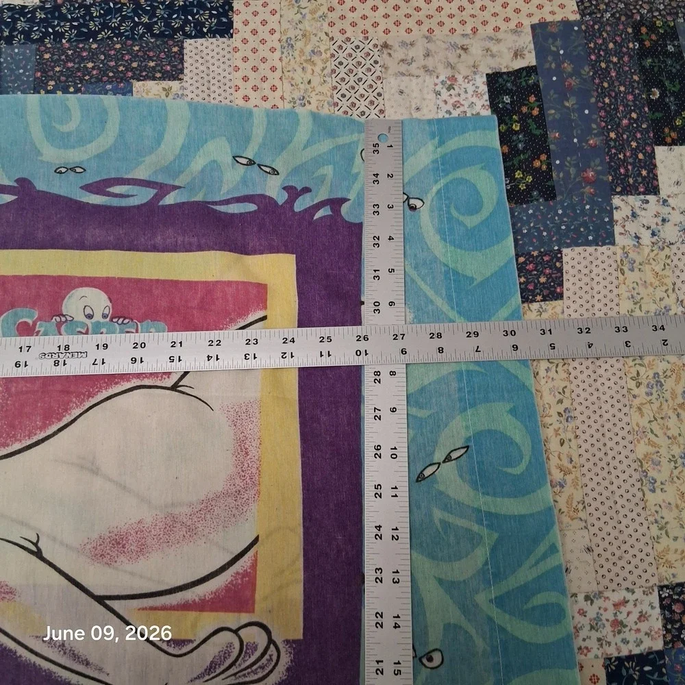Vintage 1995 Casper‎ the Friendly Ghost Pillow Case Blue Double Sided 30 x 18